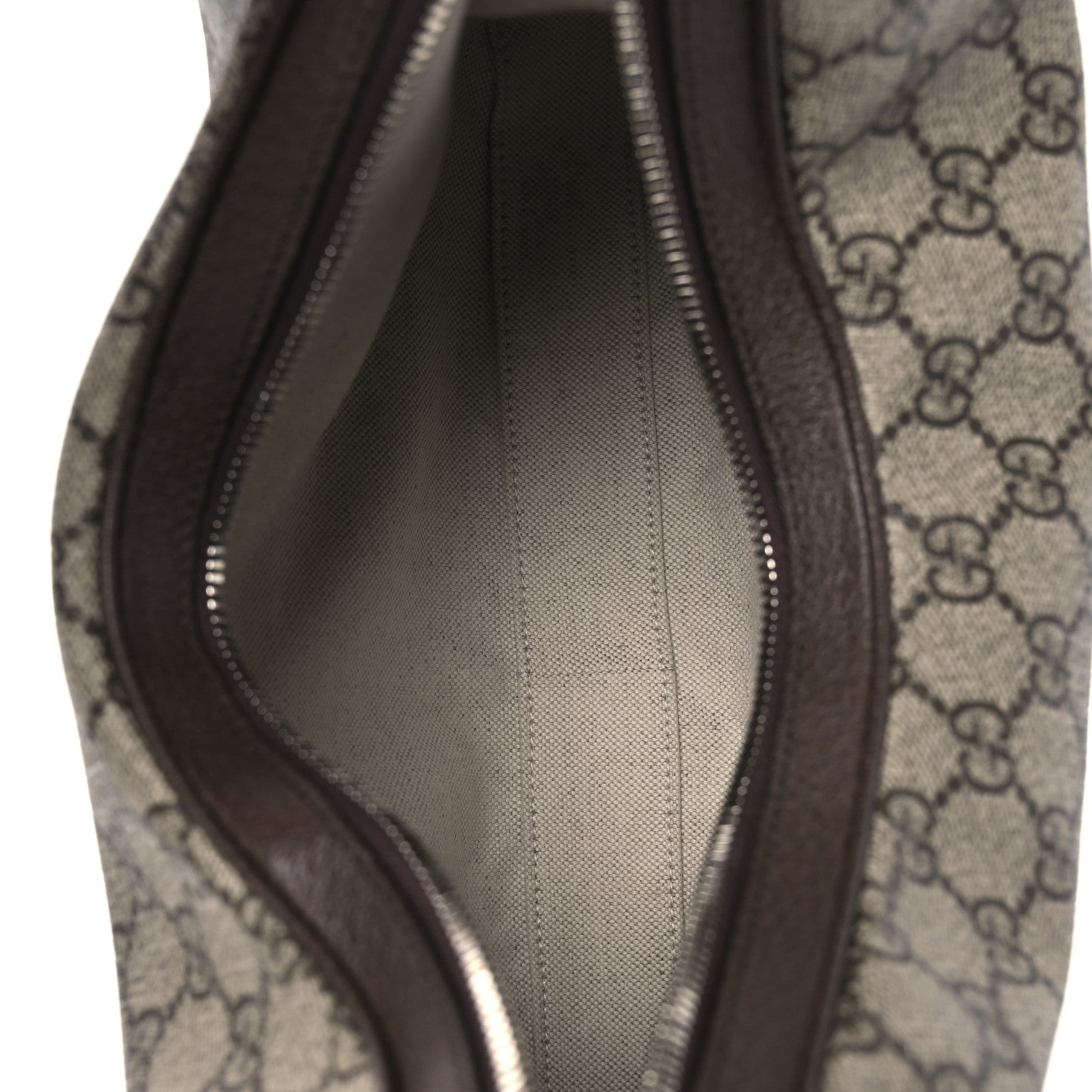 GG Supreme Monogram Textured Calfskin Web Large Attache Shoulder Bag Beige Ebony New Acero