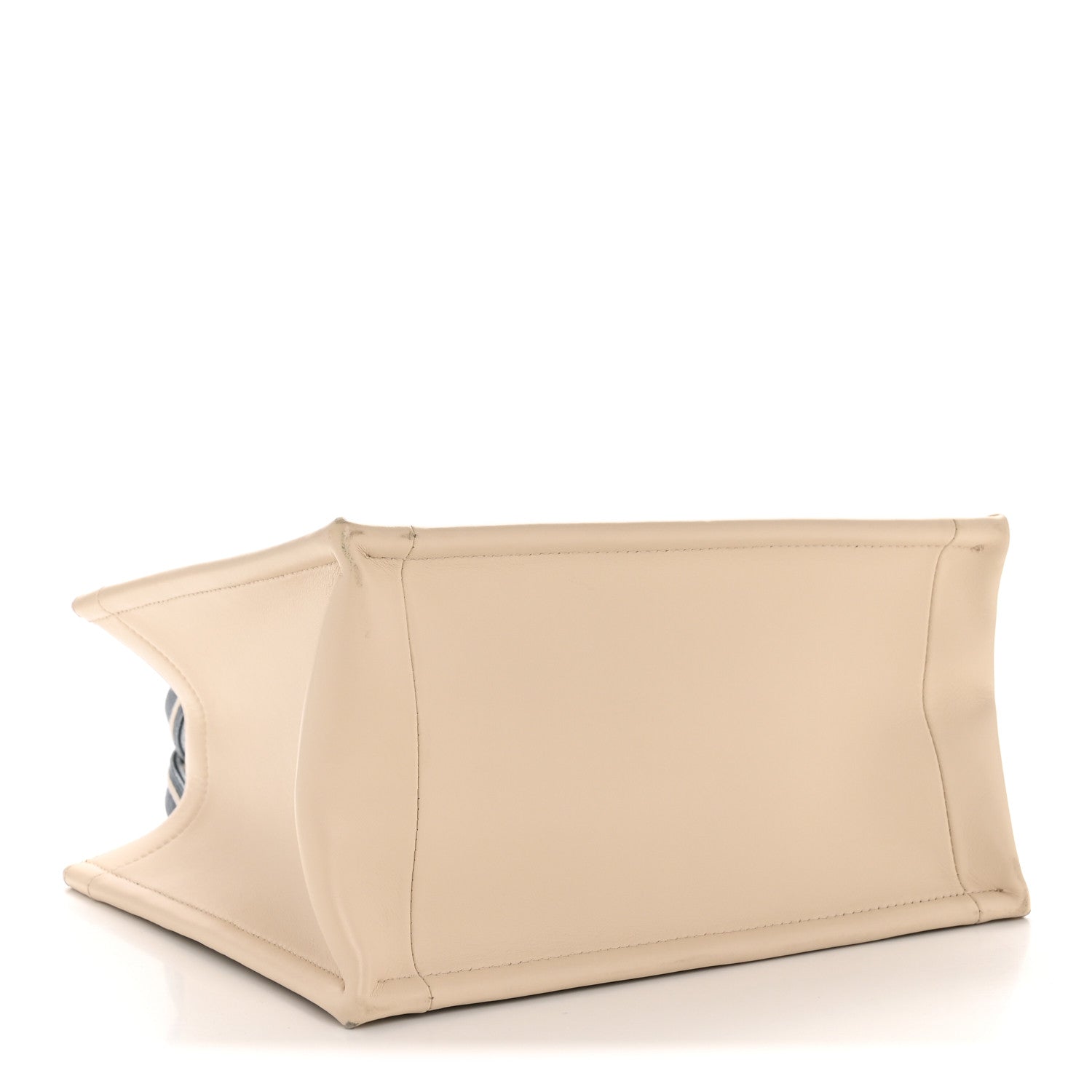 Oblique Chambray Calfskin Small Book Tote With Strap Blue Latte