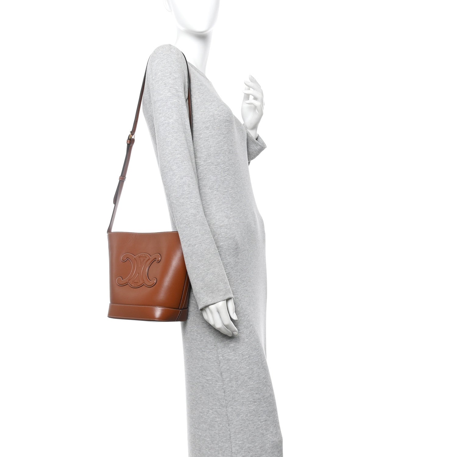 Smooth Calfskin Small Cuir Triomphe Bucket Bag Tan