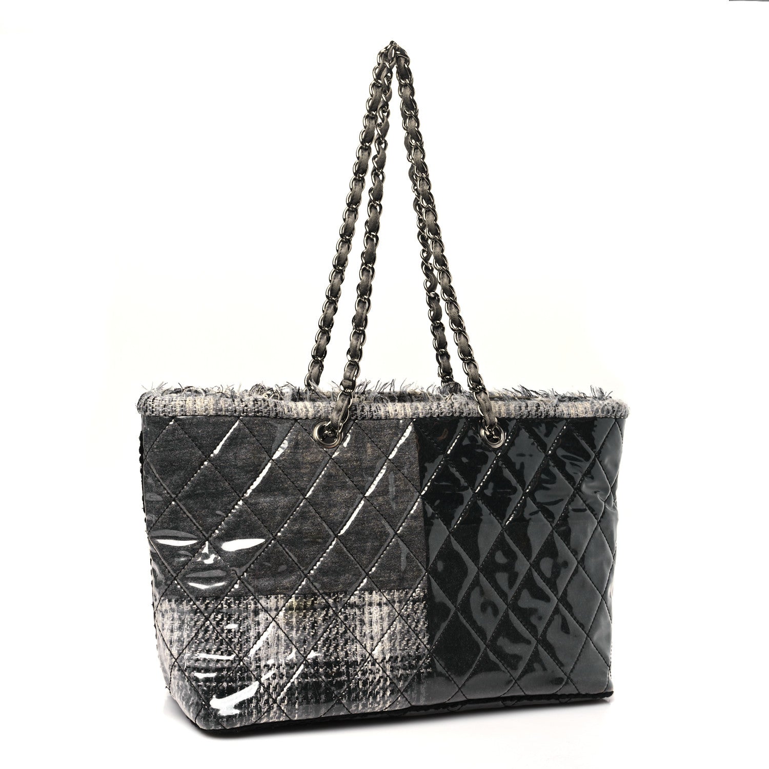 Vinyl Funny Tweed Patchwork Tote Grey