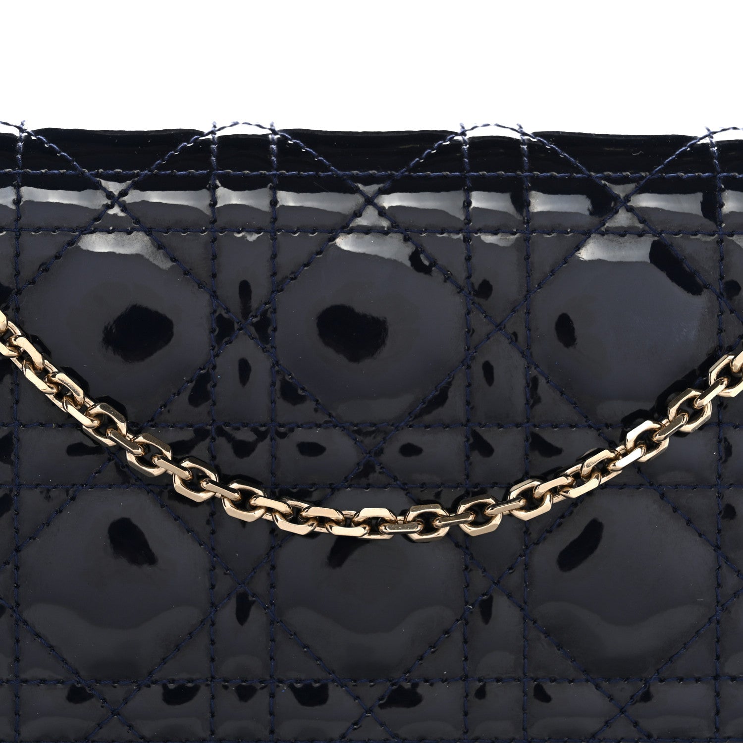 Patent Cannage Lady Dior Clutch Blue