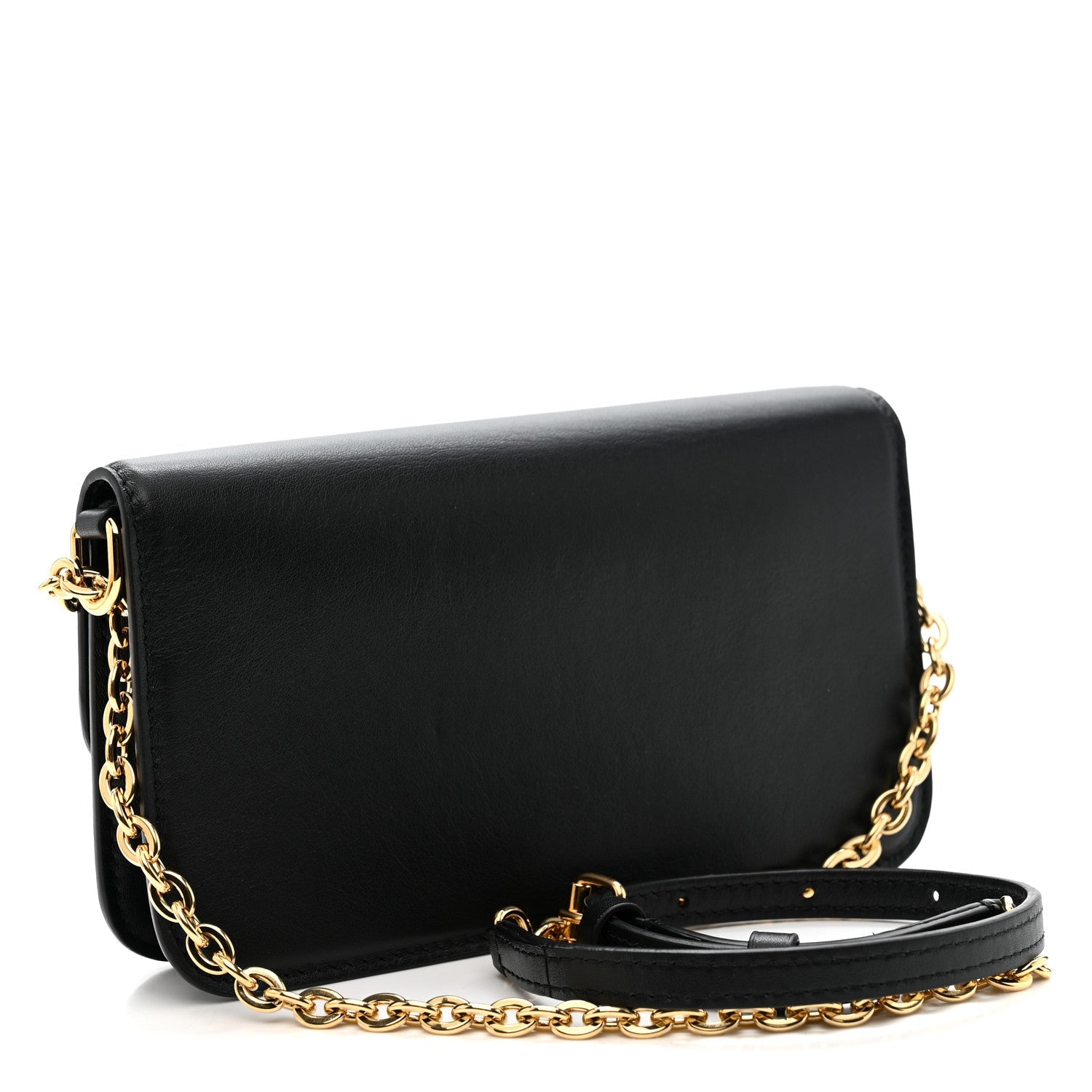 Calfskin LV Bloom Wallet On Chain Black