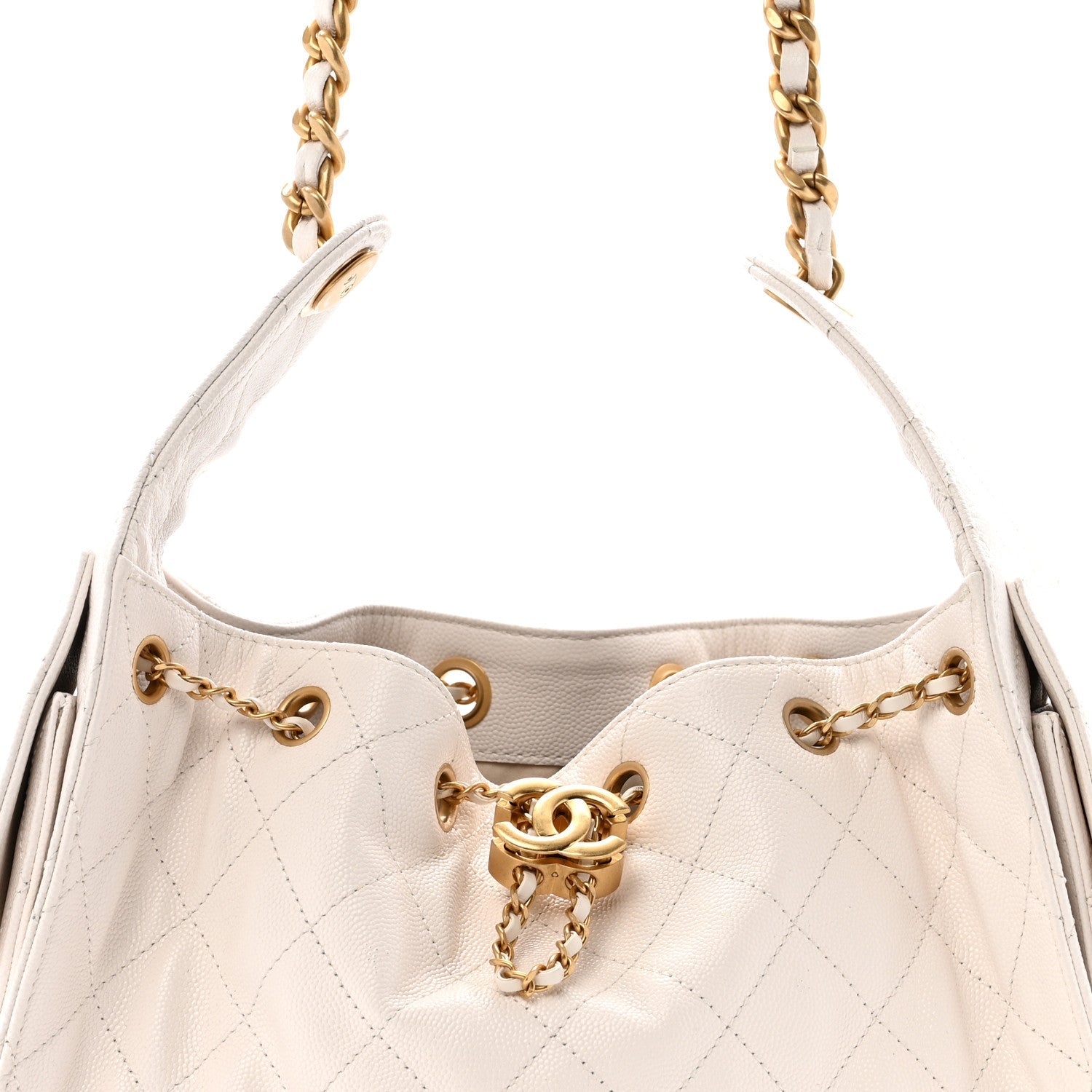 Caviar Quilted Small Chanel 25 Handbag White