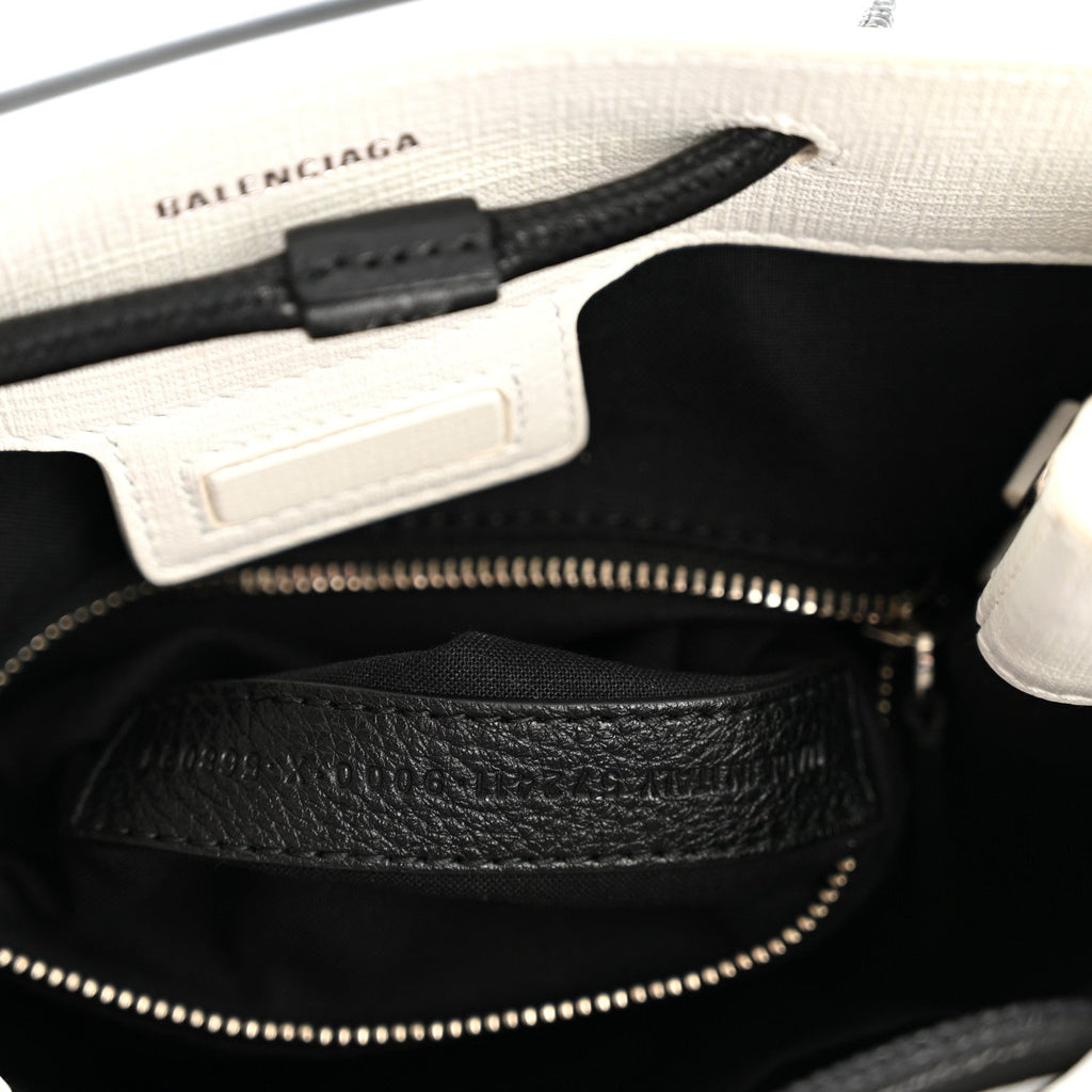 Squared Calfskin Logo North South Shopper Tote XXS White