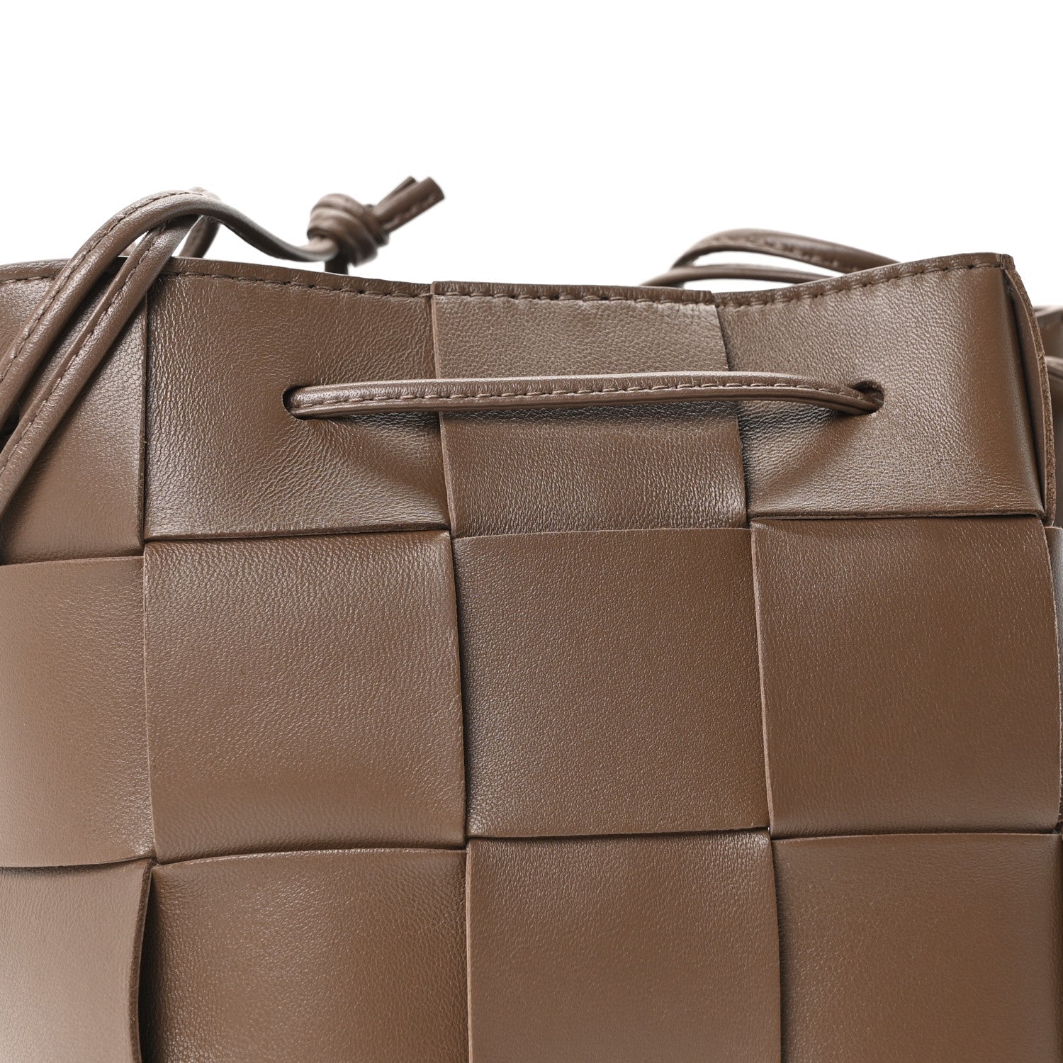 Nappa Maxi Intrecciato Small Cassette Bucket Bag Dark Taupe