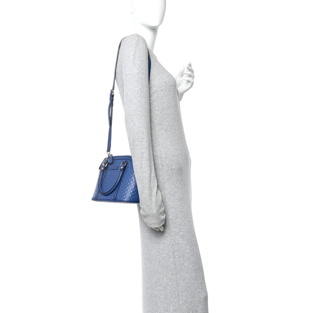 Soft Microguccissima Mini Dome Bag Blue
