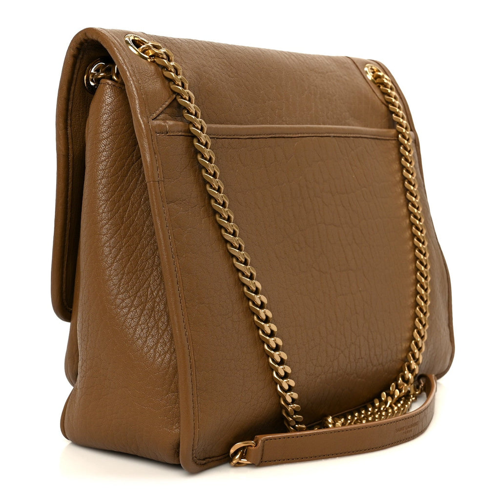 Grained Lambskin Monogram Large Niki Chain Satchel Dark Cork