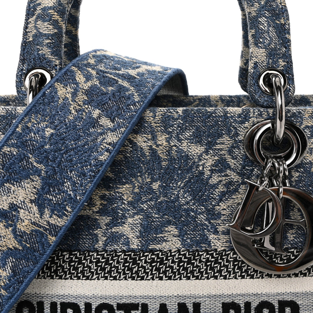 Canvas Embroidered Brocart Medium Lady D-Lite Blue