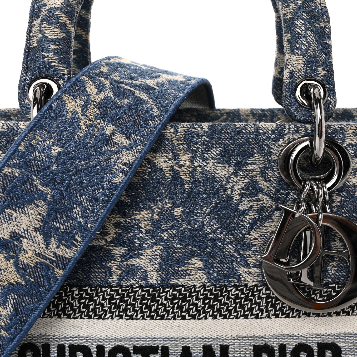 Canvas Embroidered Brocart Medium Lady D-Lite Blue