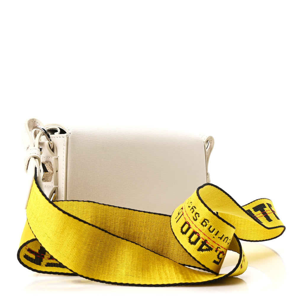 Saffiano Striped Mini Diag Binder Clip Bag White Black Yellow