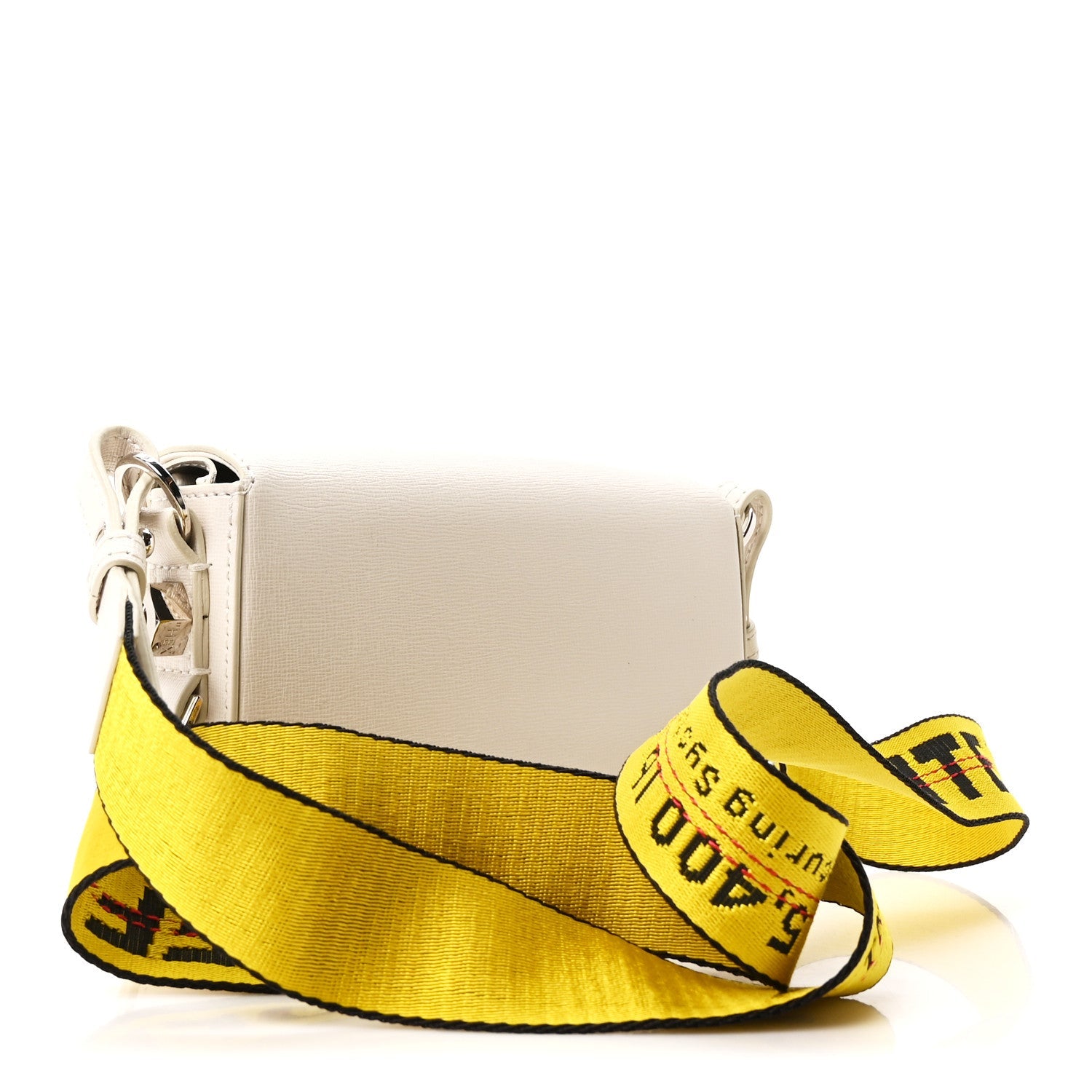 Saffiano Striped Mini Diag Binder Clip Bag White Black Yellow