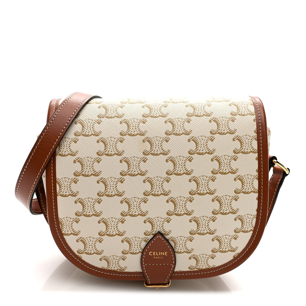 Triomphe Canvas Medium Folco Bag White