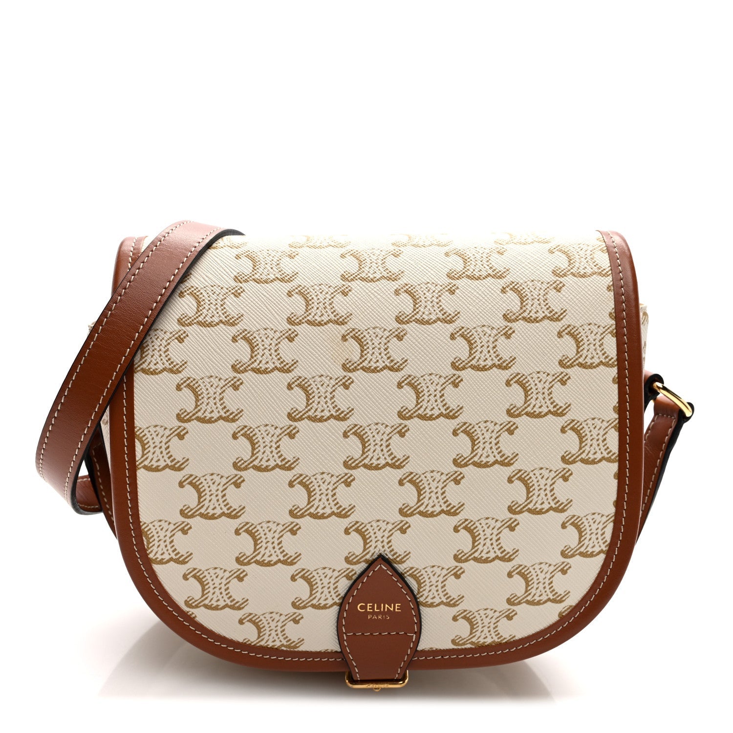 Triomphe Canvas Medium Folco Bag White