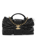 Lambskin Quilted Mini Bow Bag Black