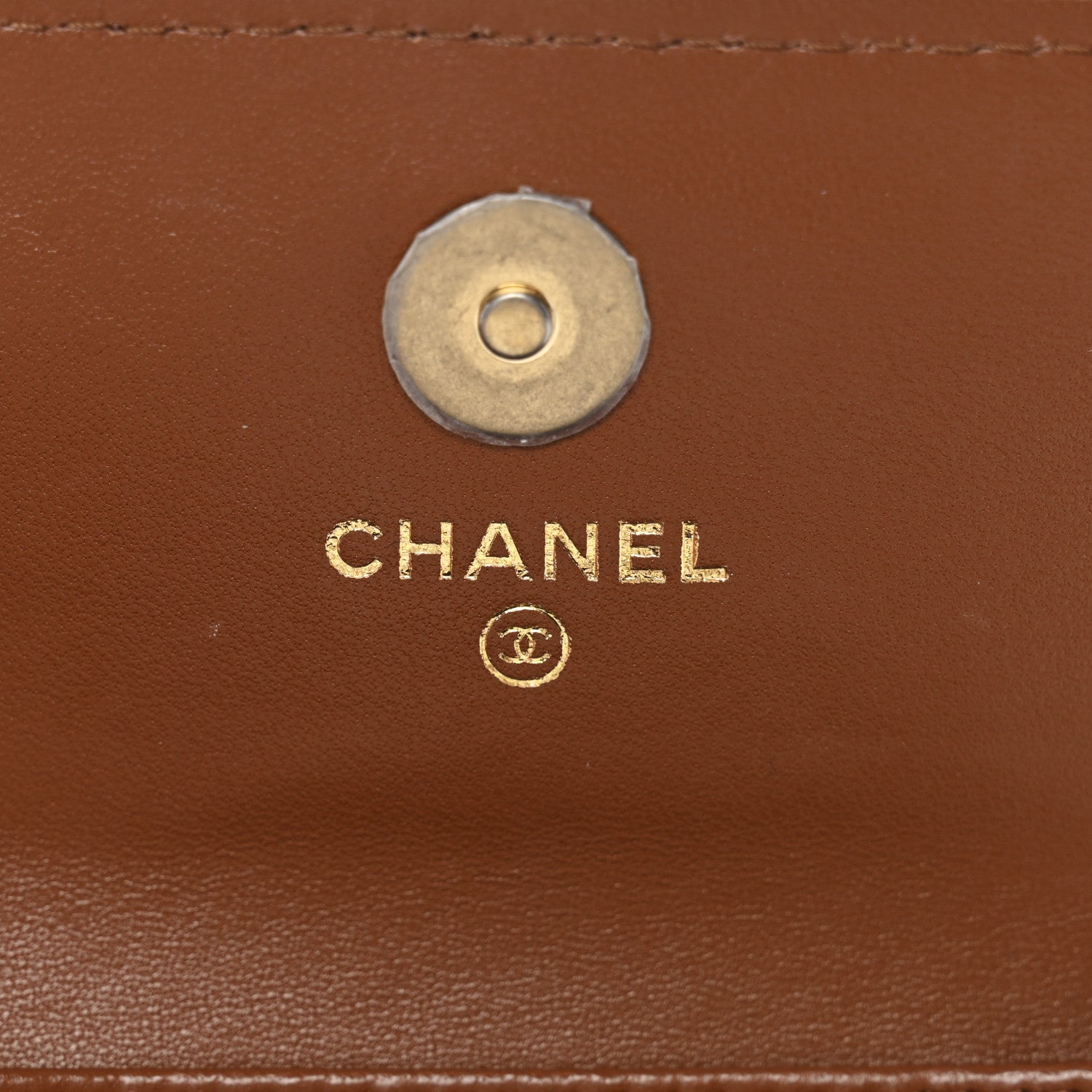 Lambskin Quilted Studded CC Clutch With Chain Brown