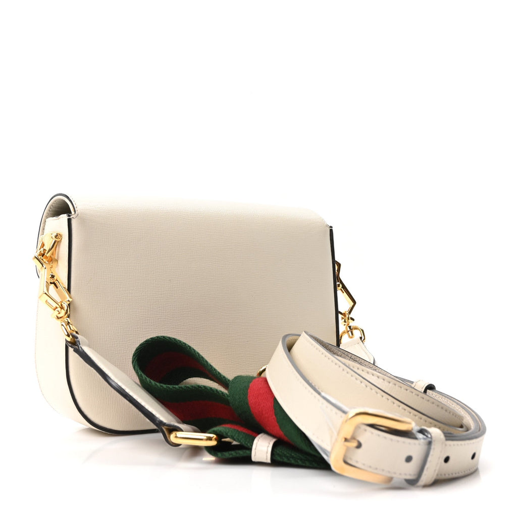 Azalea Calfskin Web Mini Horsebit 1955 Shoulder Bag Mystic White