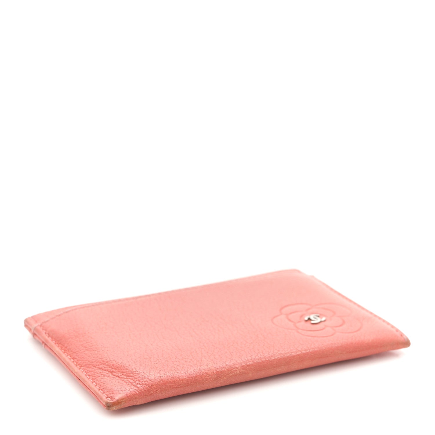 Goatskin Embossed Camellia  Holder Coral