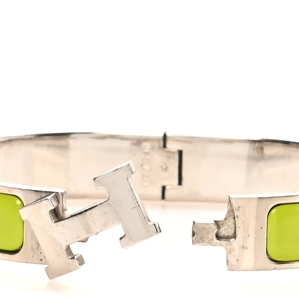 Enamel Narrow Clic Clac H Bracelet PM Vert Prairie