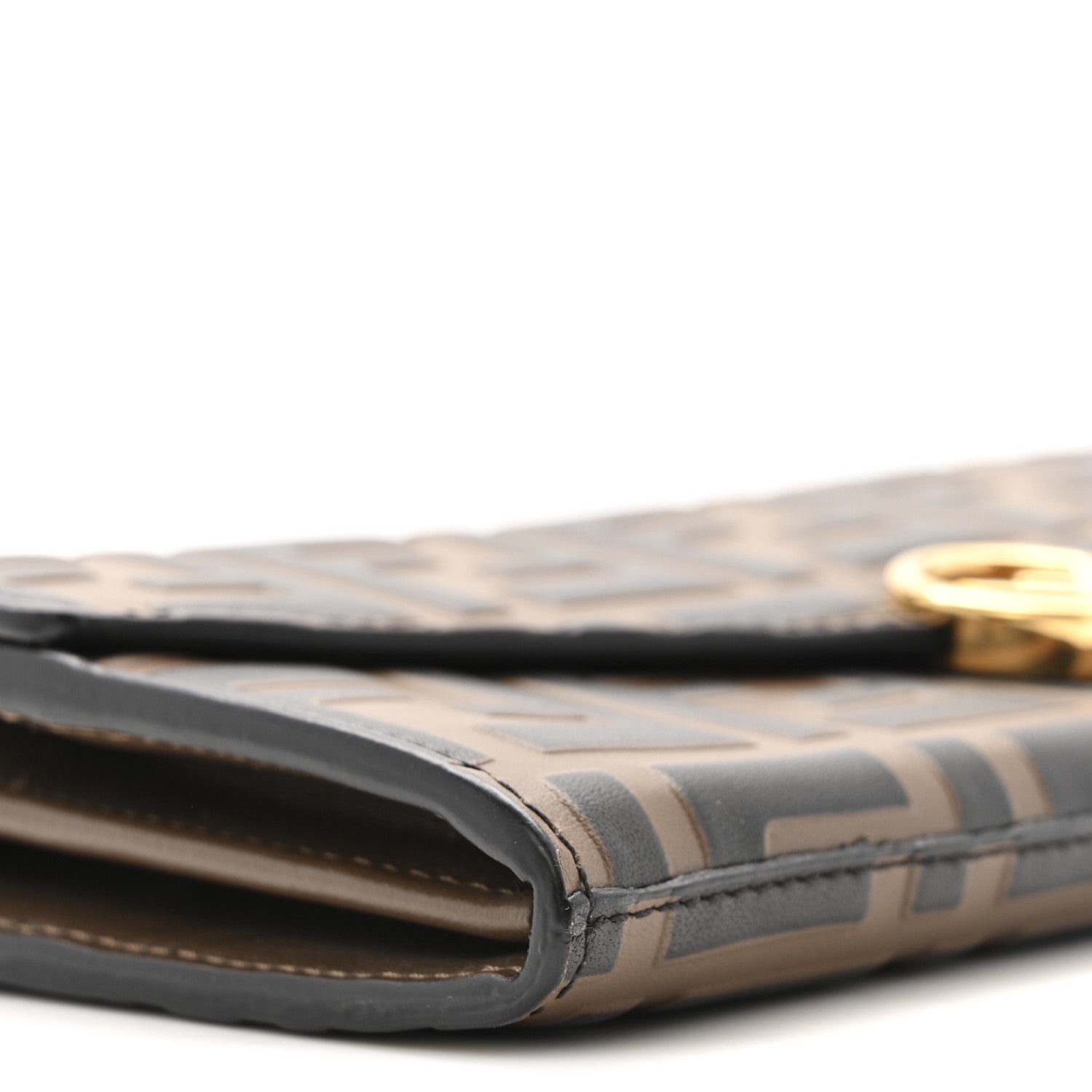 Vitello Soft F is Fendi Bi-Color FF 1974 Embossed Continental Envelope Wallet On Chain Maya Black