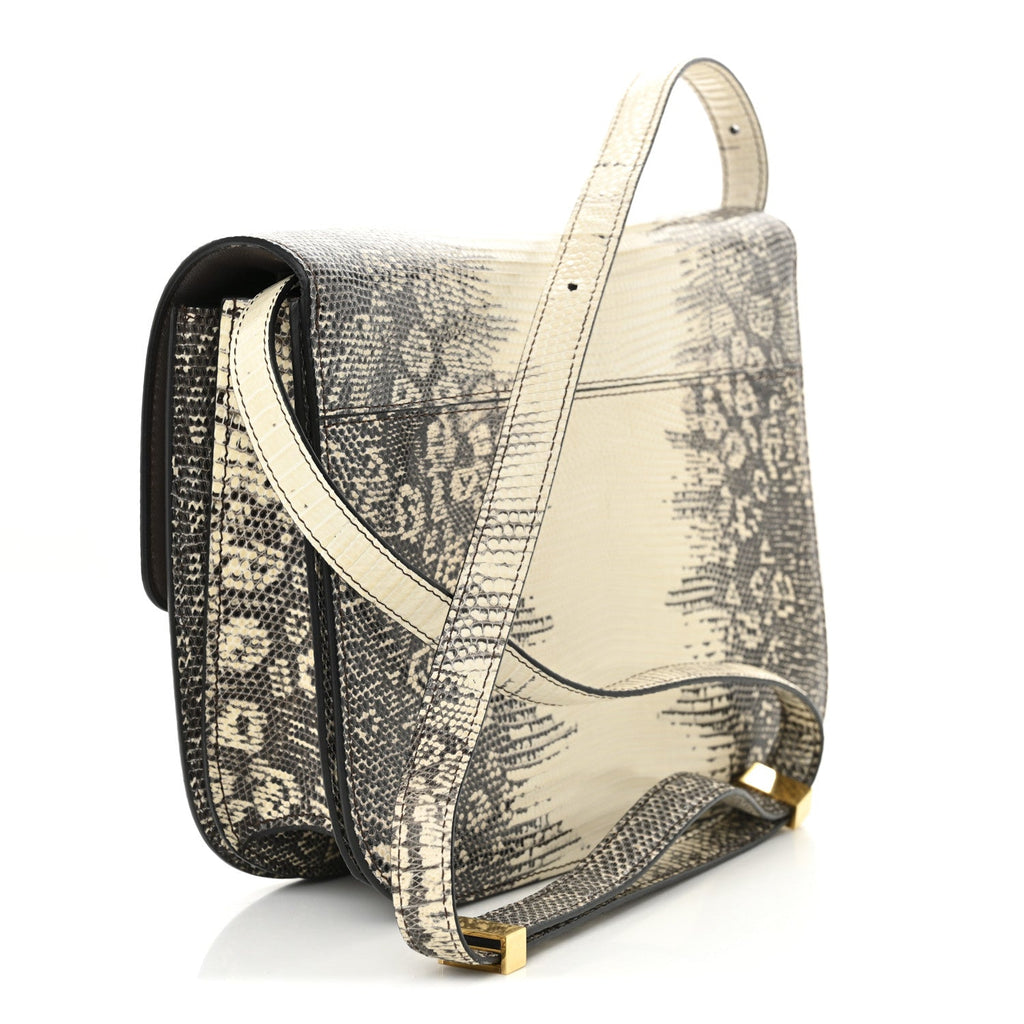 Lizard Medium Classic Box Flap Bag Natural