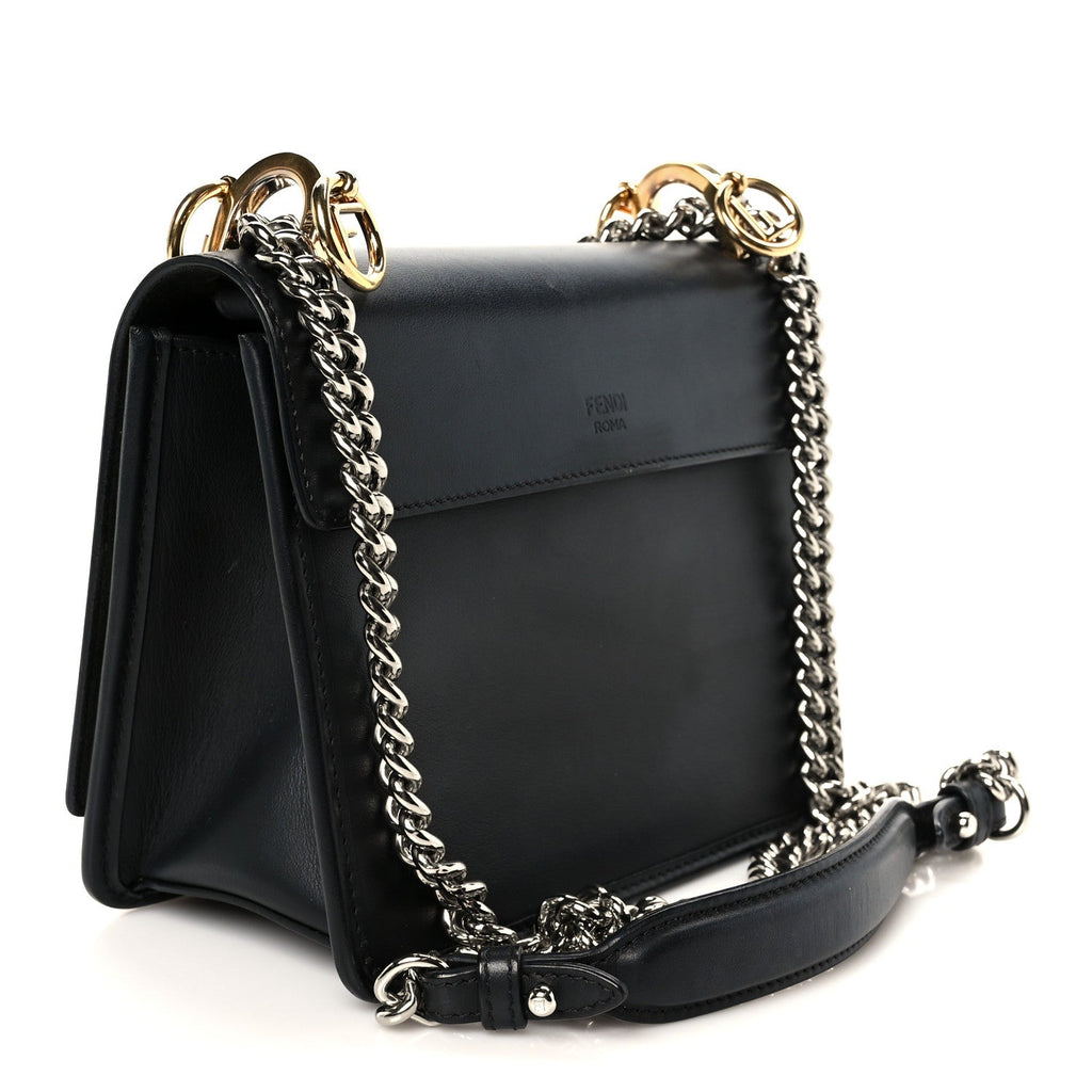 Vitello Century Velvet F is Fendi FF Small Kan I Shoulder Bag Black Tobacco