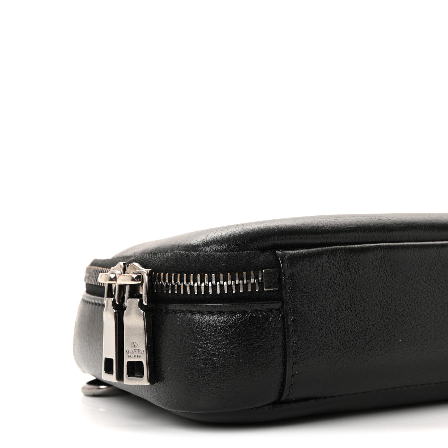 Calfskin Lacquered Vlogo Crossbody Bag Black