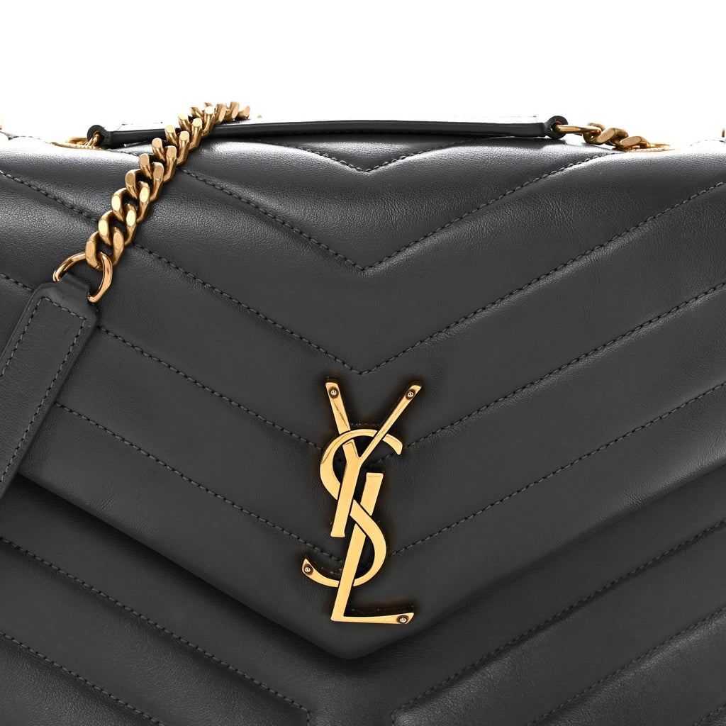 Calfskin Y Quilted Monogram Medium Loulou Chain Satchel Storm