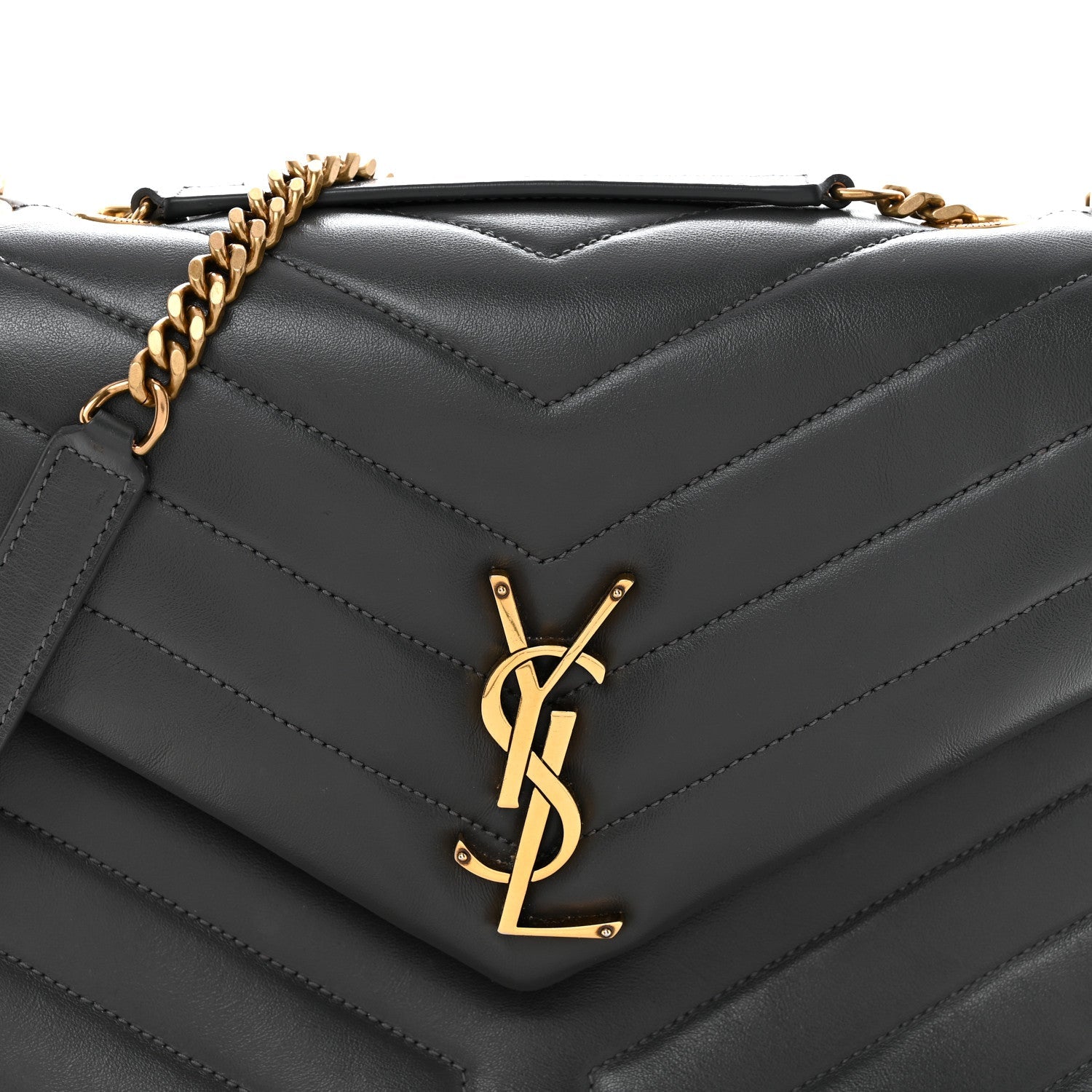 Calfskin Y Quilted Monogram Medium Loulou Chain Satchel Storm