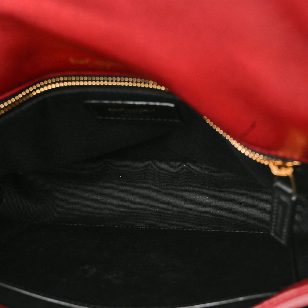 Lambskin Matelasse Monogram Medium Niki Chain Satchel Rouge Legion
