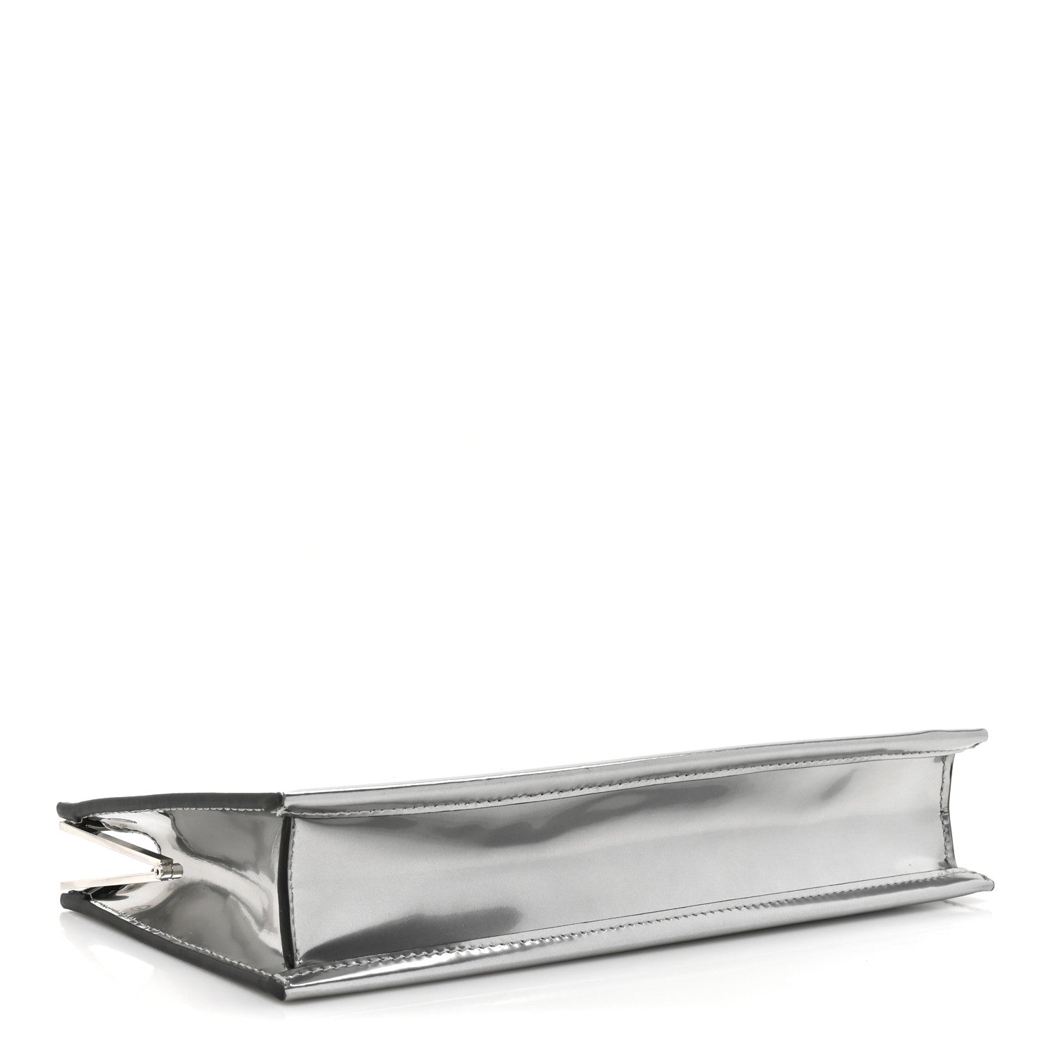 Metallic Calfskin Clutch Silver