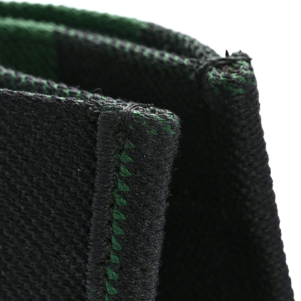 Canvas Embroidered Checkered Book Tote Black Green