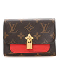 Monogram Flower Lock Compact Wallet Coquelicot