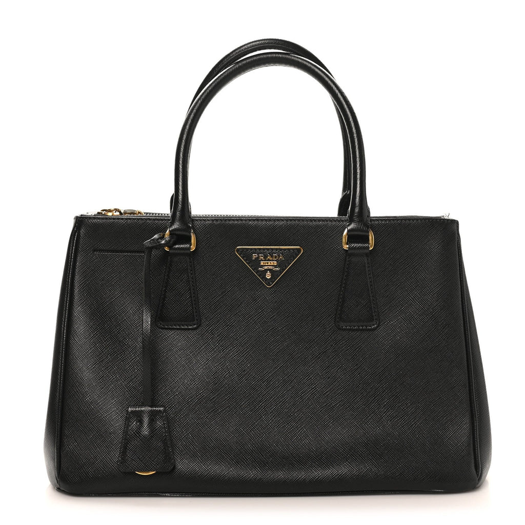 Saffiano Lux Small Galleria Double Zip Tote Black