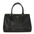 Saffiano Lux Small Galleria Double Zip Tote Black