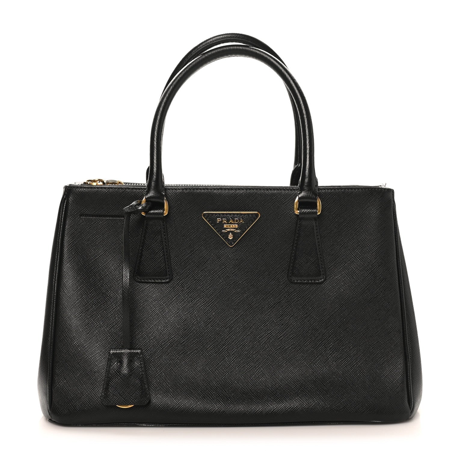 Saffiano Lux Small Galleria Double Zip Tote Black
