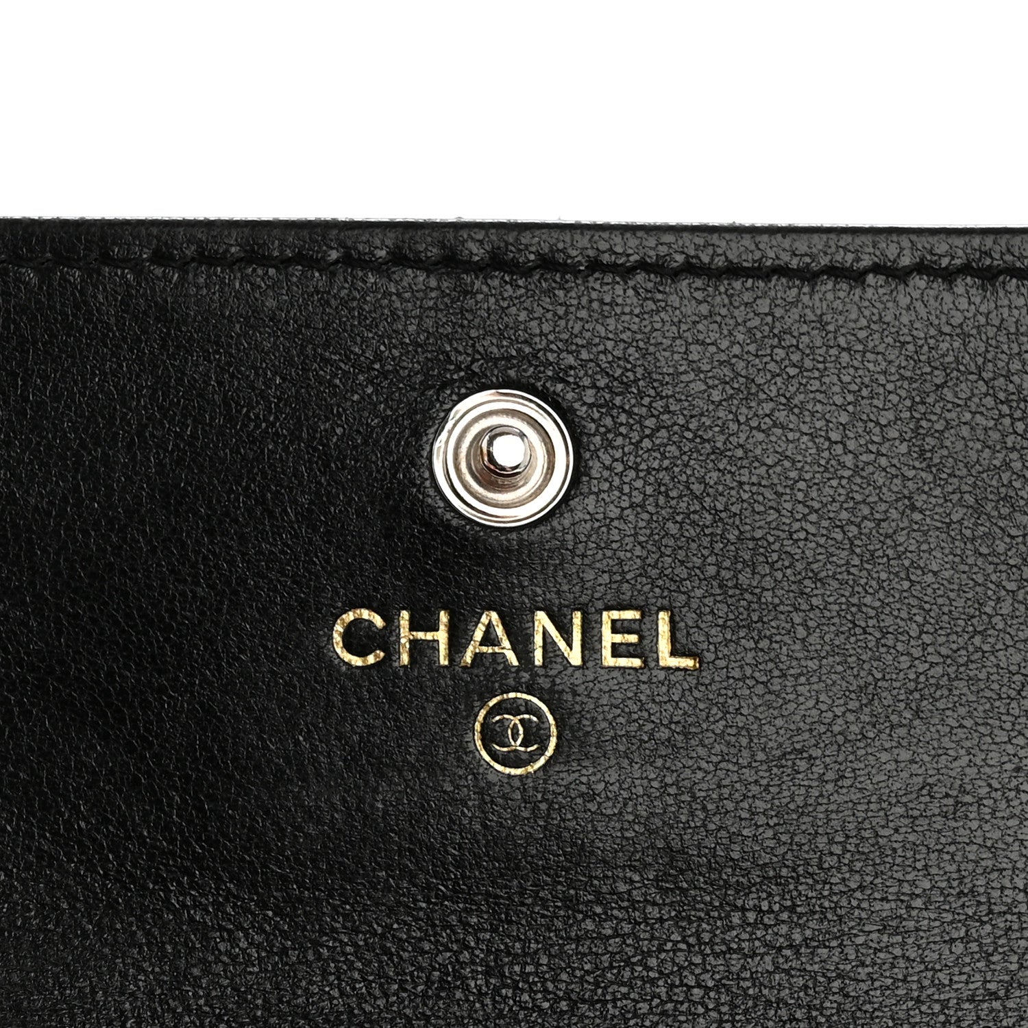 Lambskin Quilted Chanel 19 Flap  Holder Black