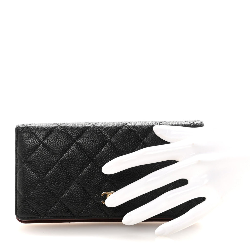 Caviar Quilted Yen Wallet Black