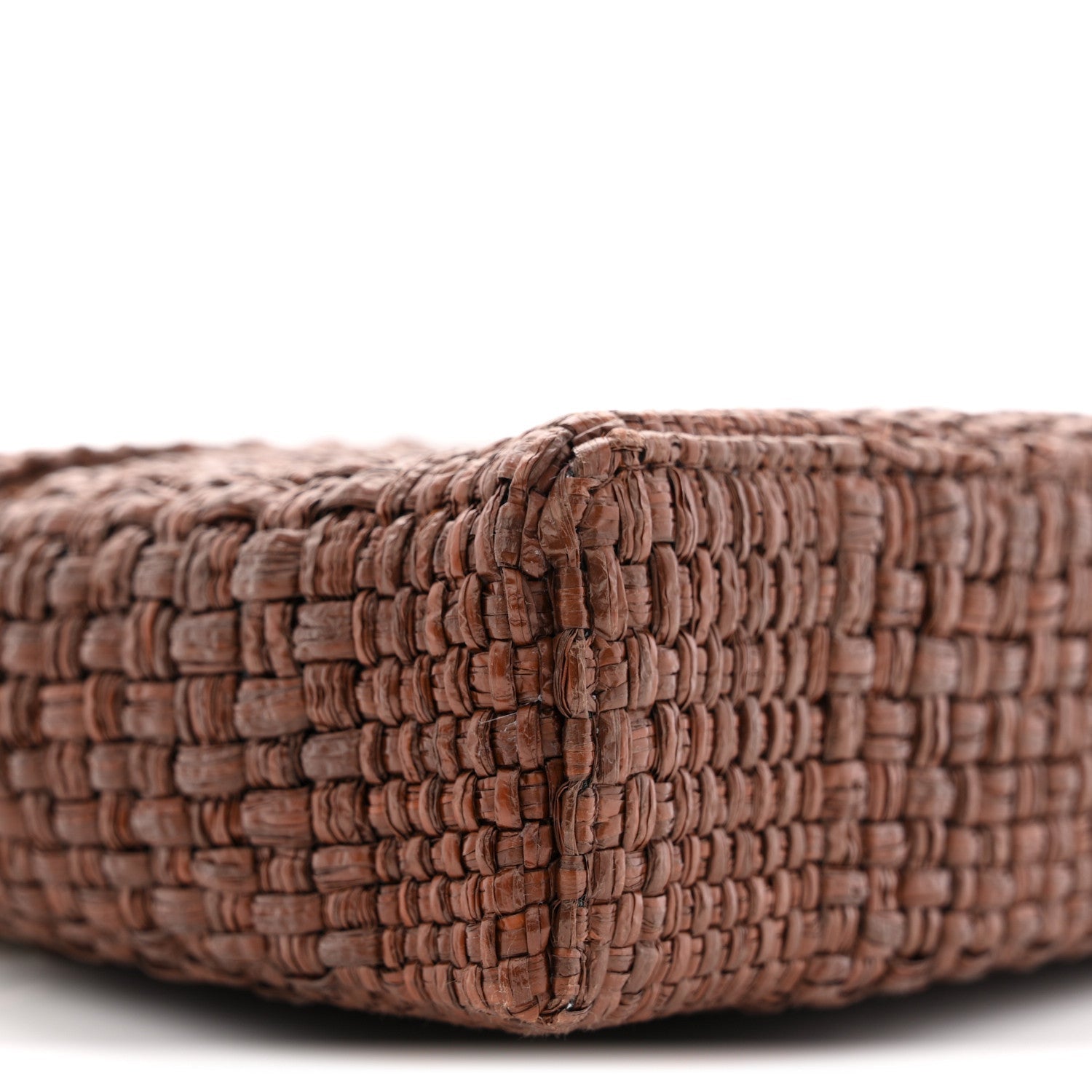 Braided Raffia Quilted Top Handle Slim Vanity With Chain Brown