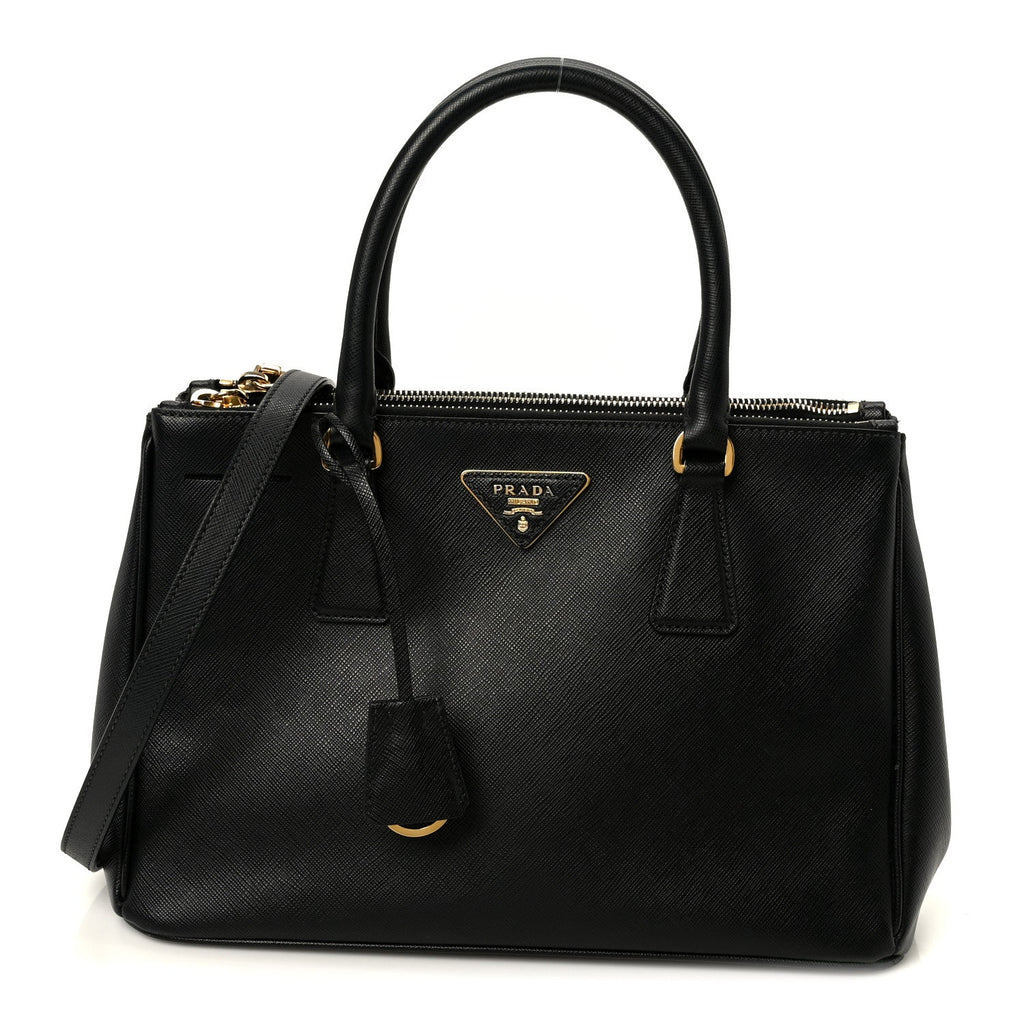 Saffiano Small Galleria Double Zip Tote Black