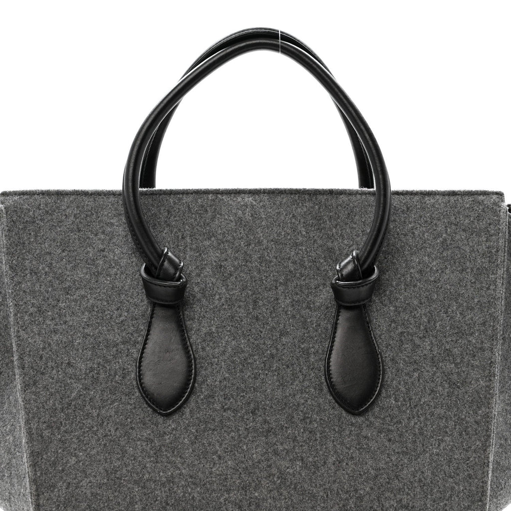 Felt Calfskin Medium Tie Knot Tote Grey Black