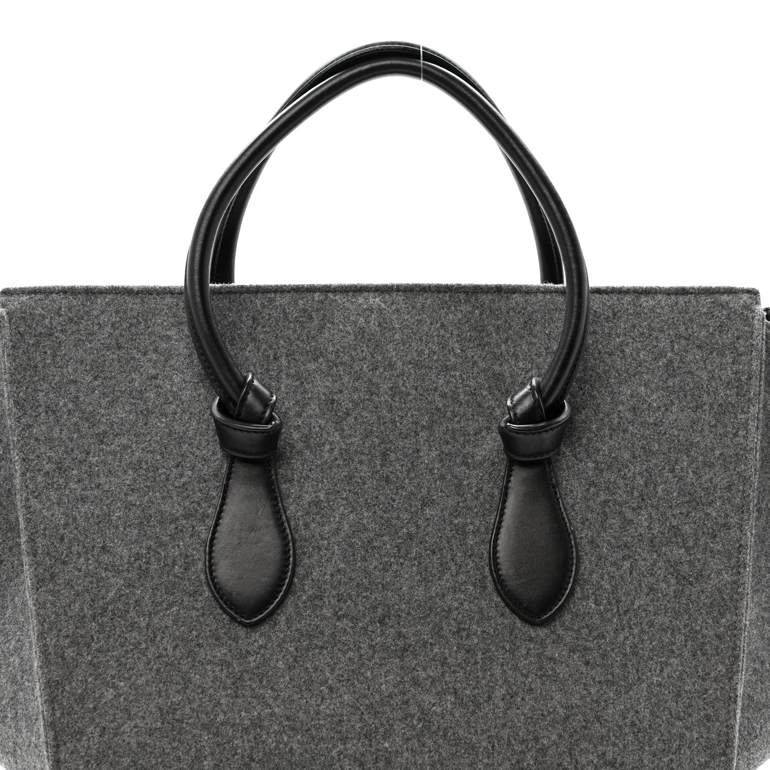 Felt Calfskin Medium Tie Knot Tote Grey Black