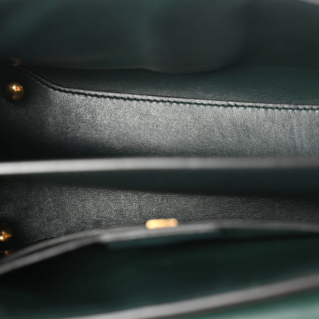 Calfskin Small Margot Top Handle Satchel Verde Olivo