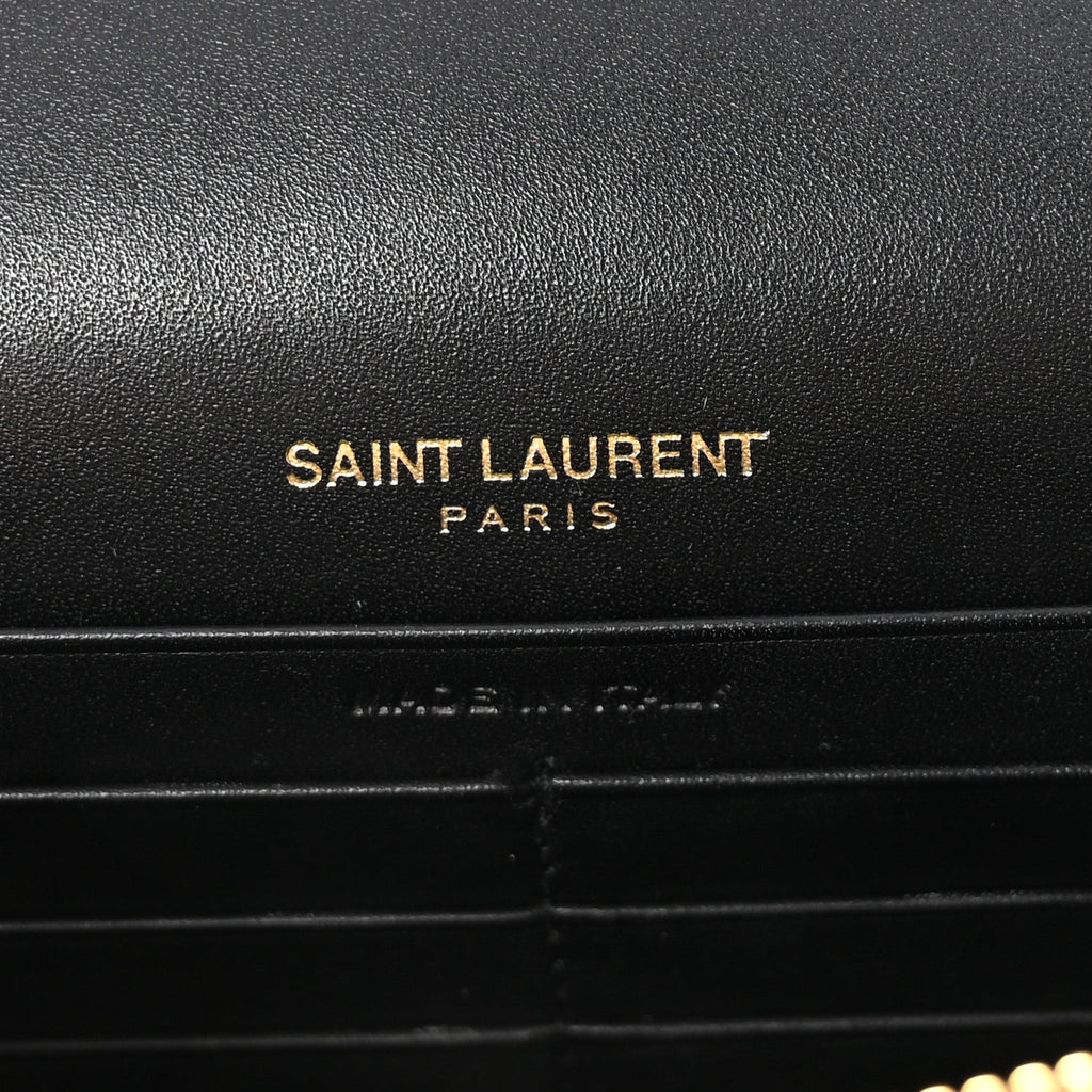 Smooth Calfskin Classic Monogram Kate Tassel Chain Wallet Black