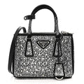 Satin Crystal Mini Galleria Double Zip Tote Metal