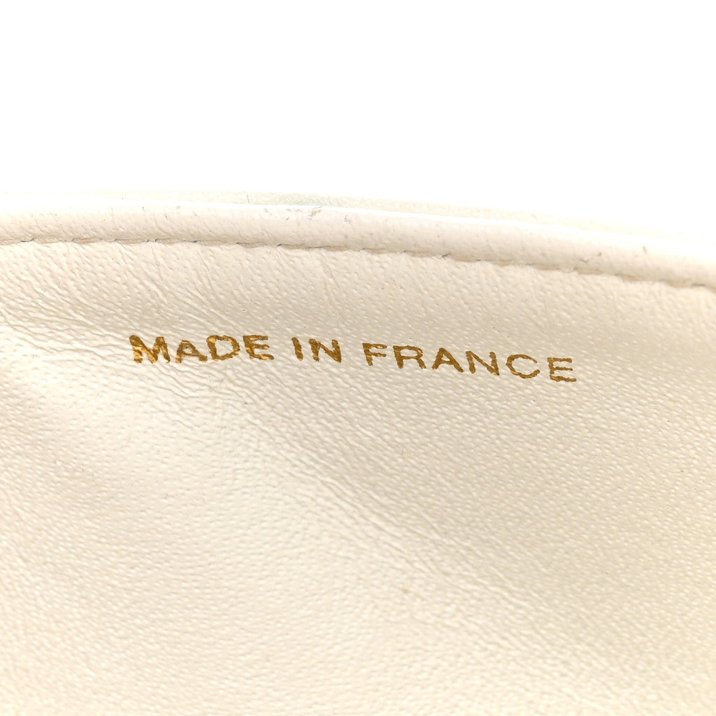 Caviar Quilted Medium Double Flap White