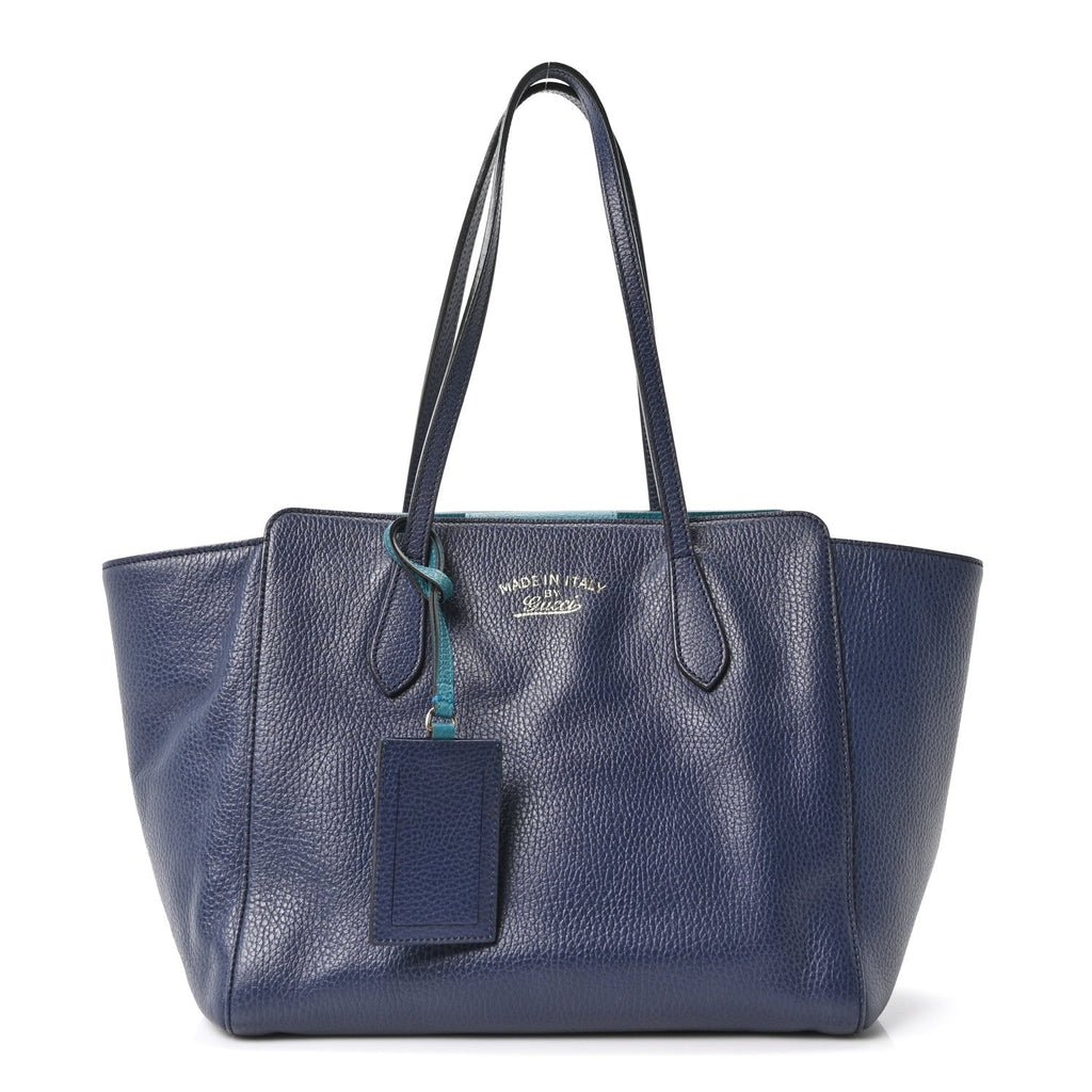 Dollar Calfskin Small Swing Tote Classic Marine Deep Cobalt