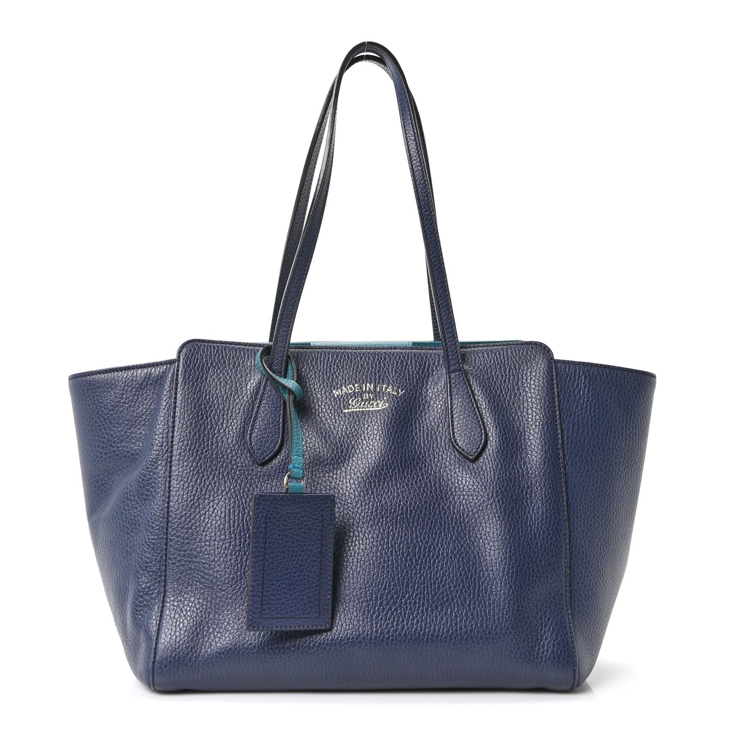 Dollar Calfskin Small Swing Tote Classic Marine Deep Cobalt