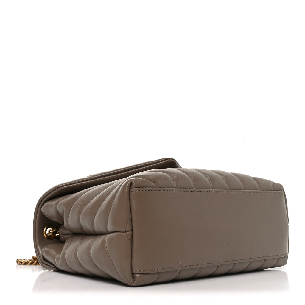 Calfskin Y Quilted Monogram Small Loulou Chain Satchel Dark Beige