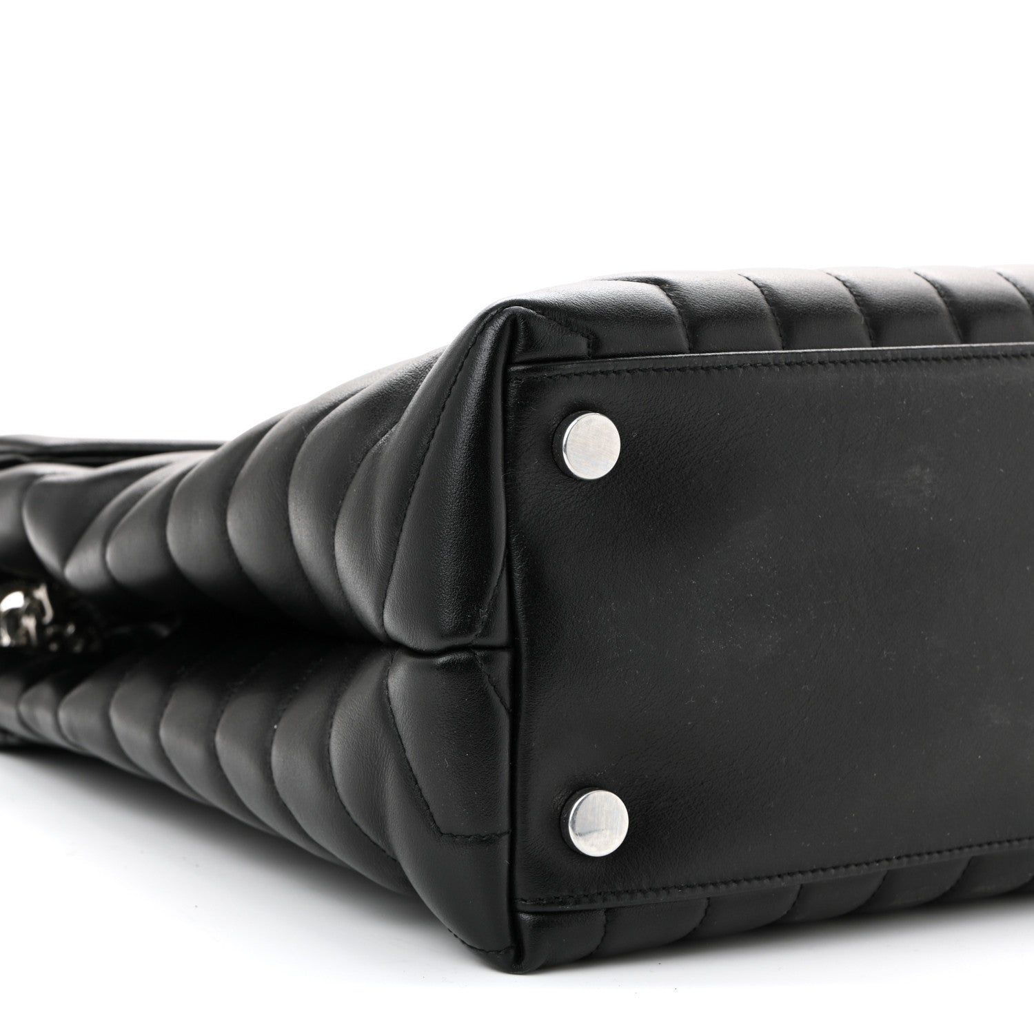 Calfskin Y Quilted Monogram Large Loulou Chain Satchel Black