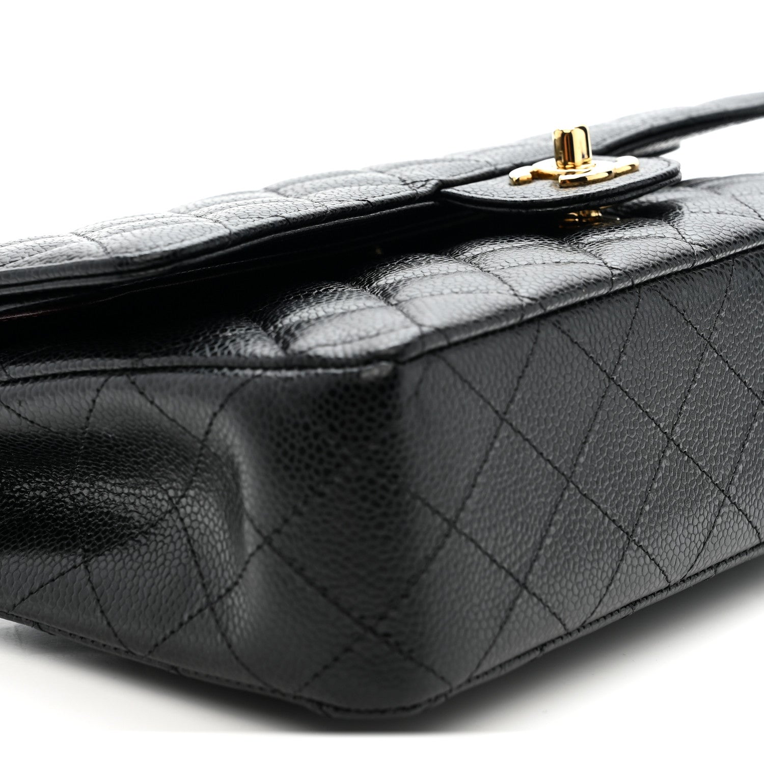Caviar Quilted Medium Double Flap Black
